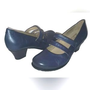 New MIZ MOOZ Francie 9.5 US 40 EU Full-Grain Leather Mary-Jane Block Heel Pumps